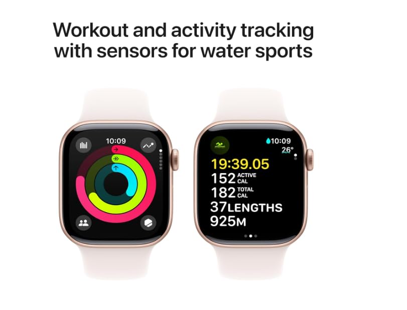 Apple Watch Series 10 [GPS, 42mm] - Rose Gold Aluminium Case with Light Blush Sport Loop (Renewed)