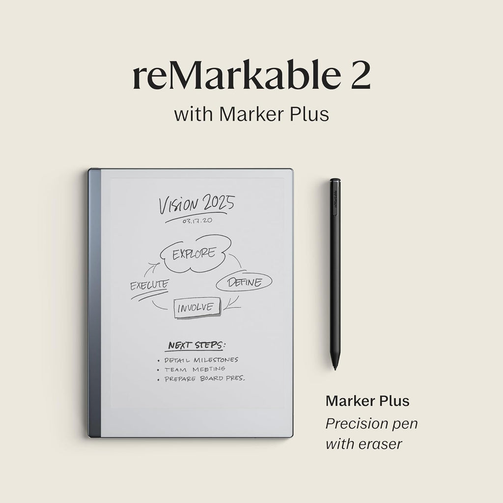 reMarkable 2 Tablet (10.3 "Digital Paper Display) - Includes Marker Plus, USB-A to USB-C Cable (Renewed)