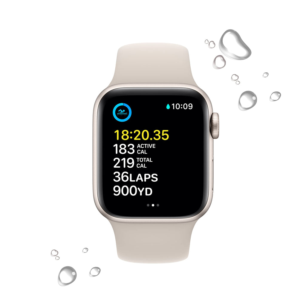 Apple Watch SE (2nd Gen) (GPS, 40mm) - Starlight Aluminium Case with Starlight Sport Band, Regular (Renewed)