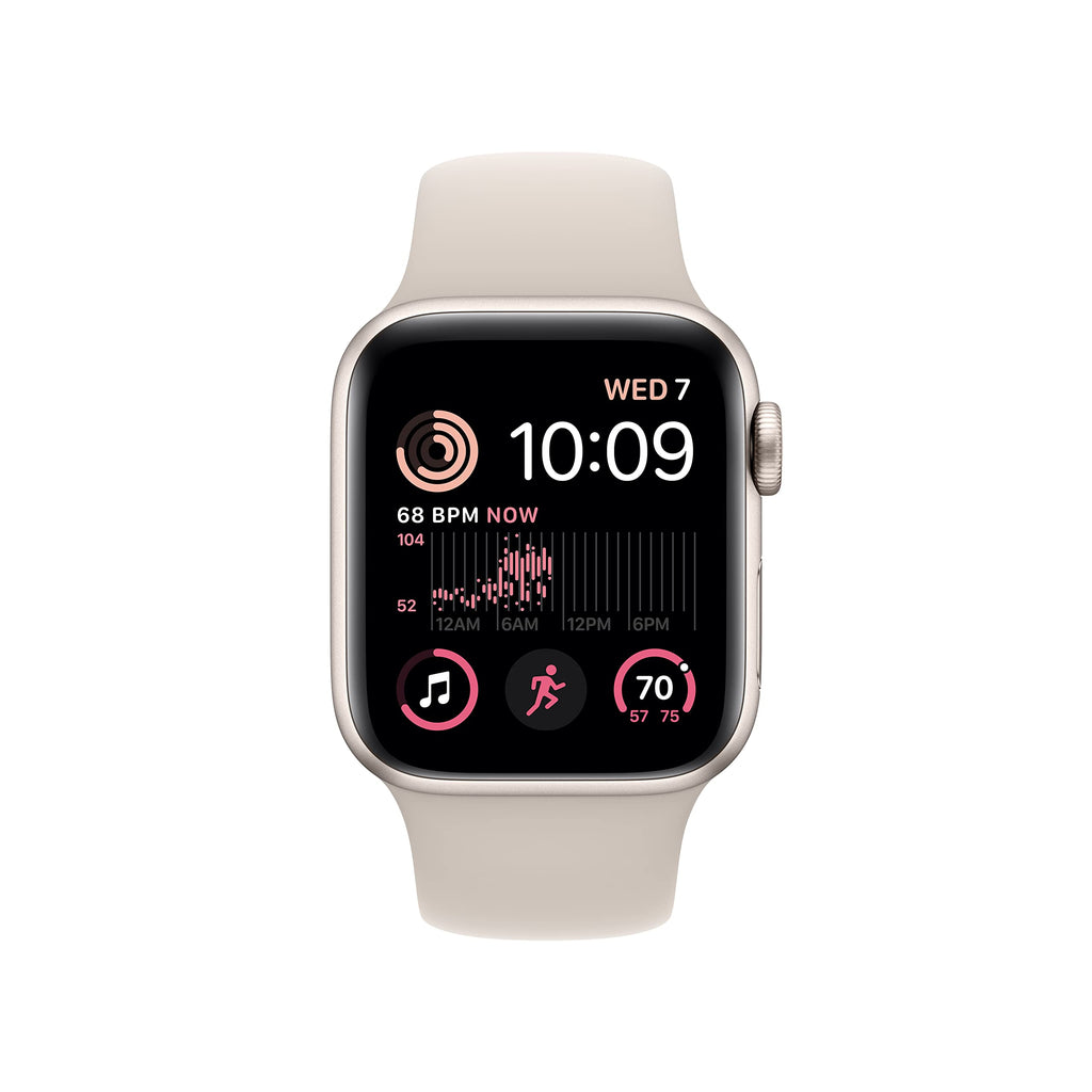 Apple Watch SE (2nd Gen) (GPS, 40mm) - Starlight Aluminium Case with Starlight Sport Band, Regular (Renewed)
