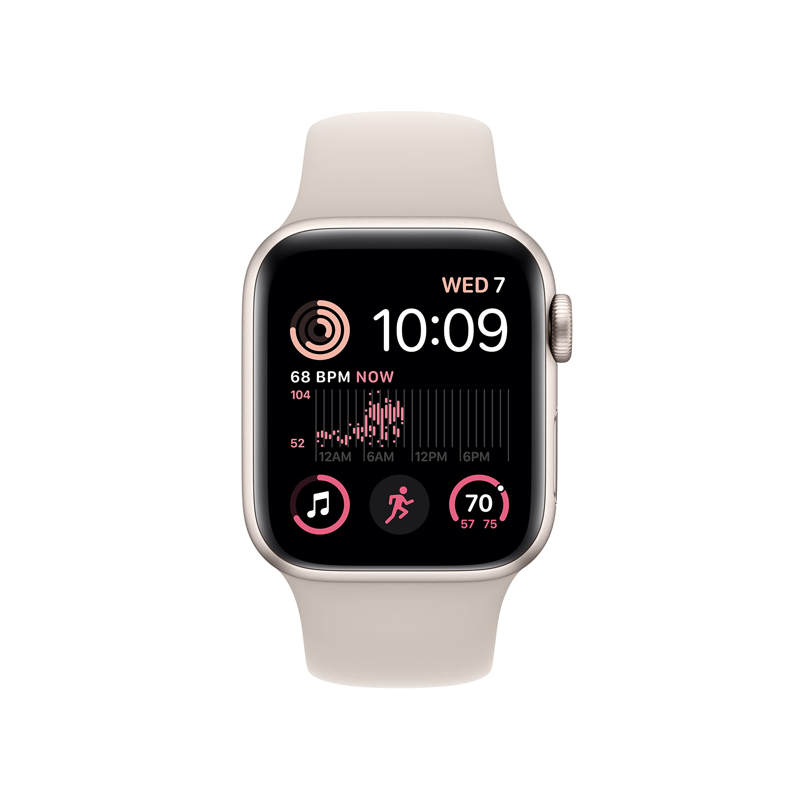 Apple Watch SE (2nd Gen) (GPS, 40mm) - Starlight Aluminium Case with Starlight Sport Band, Regular (Renewed)