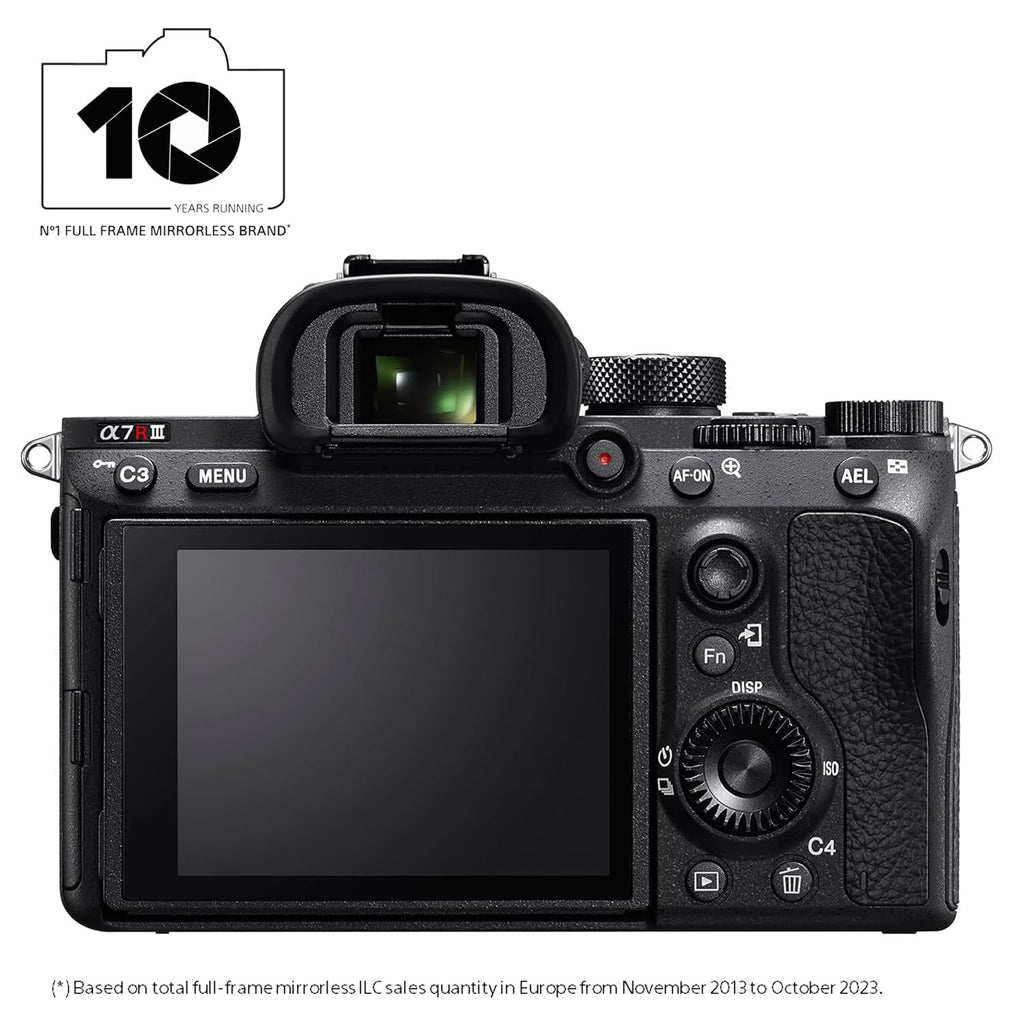 Sony Alpha 7R III Full-Frame High Resolution Mirrorless Camera 42.4MP, Front End LSI Image Processor, 4K HDR Video and 3" LCD Black (Renewed)