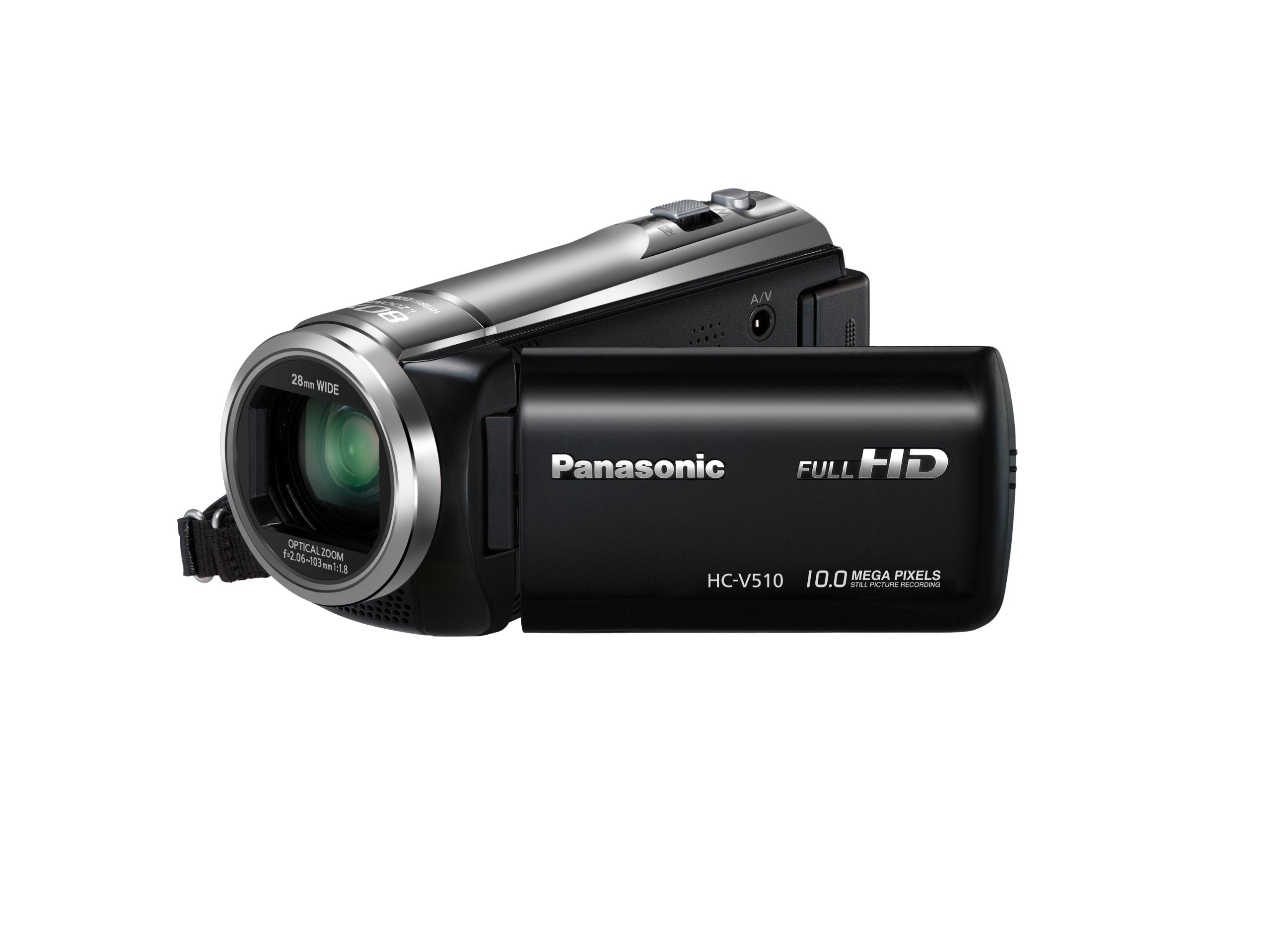 Panasonic HC-V510 Camcorder 1080p Video Capture 5x Optical Zoom 80x Intelligent Zoom 7.5-Inch Screen Black (Renewed)