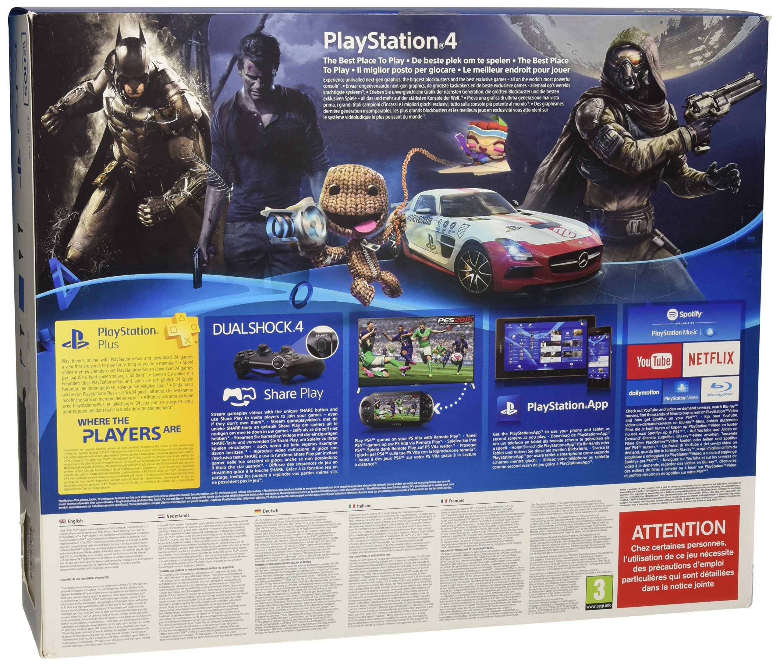 Sony PlayStation 4 Console 500 GB Edition Jet Black [PlayStation 4] (Renewed)